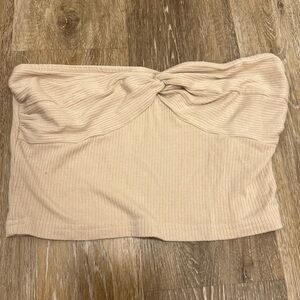 SHEIN Tan Ribbed Twist Front Tank Top